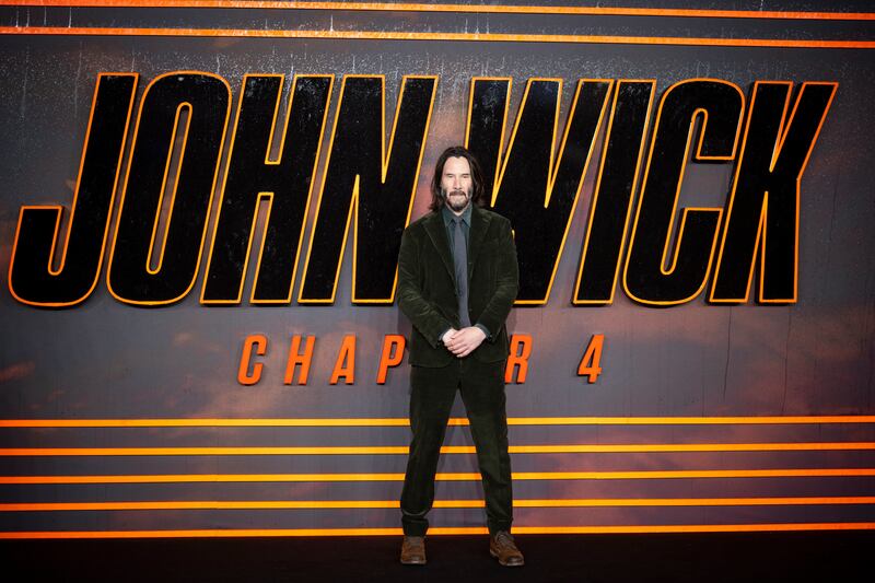 Reeves at the UK premiere of John Wick Chapter 4 at Cineworld Leicester Square, London. EPA