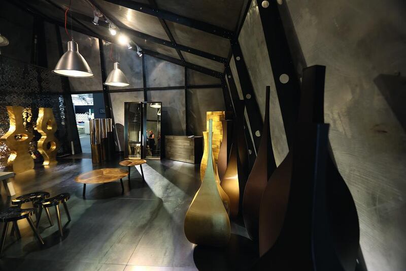 The Italian designers De Castelli’s stand at Downtown Design in Dubai. Pawan Singh / The National