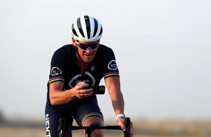 Dubai, United Arab Emirates - Reporter: Patrick Ryan. News. Cycling. Lance Armstrong. Ride with Lance cycling event at Al Qudra Cycling track. Tuesday, October 6th, 2020. Dubai. Chris Whiteoak / The National