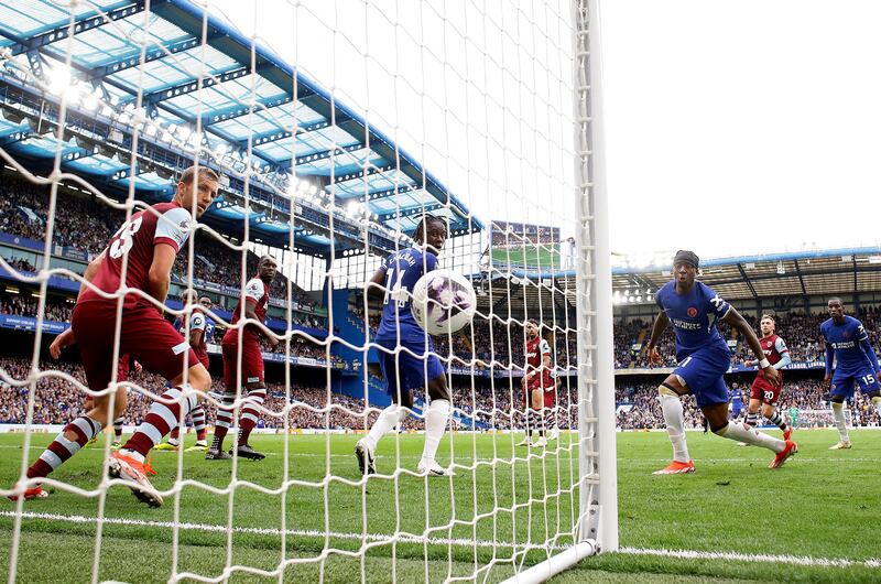 Noni Madueke scores Chelsea's third goal. Reuters