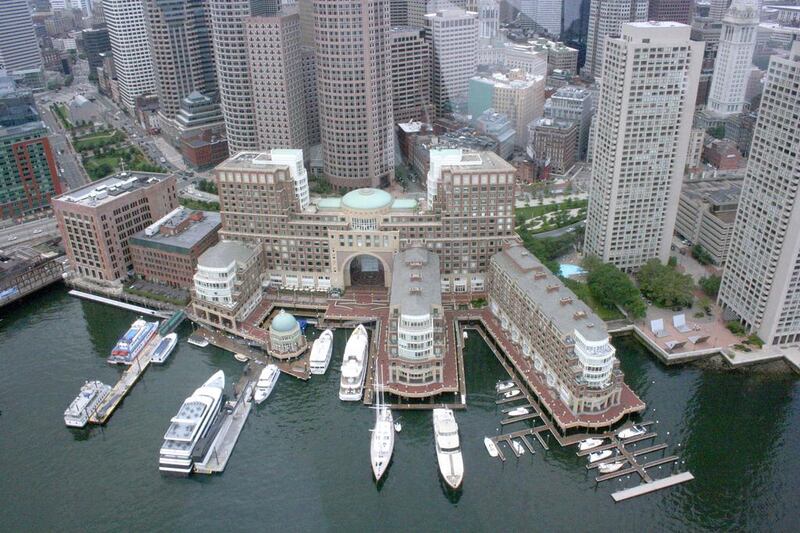 Rowes Wharf along the Boston Harbor waterfront. Emirates launched its Boston route in March. Karen Testa / AP Photo