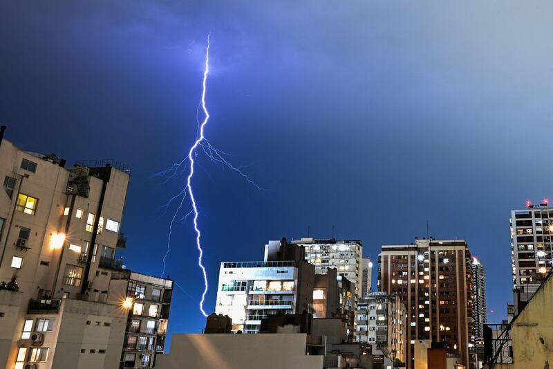 Lightning strikes the city of Buenos Aires during a storm. AFP