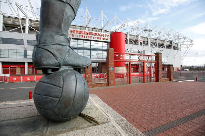 Middlesbrough's Riverside Stadium is empty after the Championship match against Swansea City was postponed. Reuters