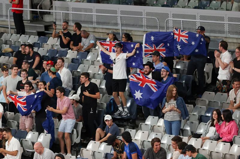 Fans cheer for Nick Kyrgios at the Australian Open. PA
