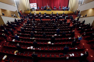 Lebanon's parliament convened at the Unesco Palace in Beirut to allow members to maintain social distancing. Reuters