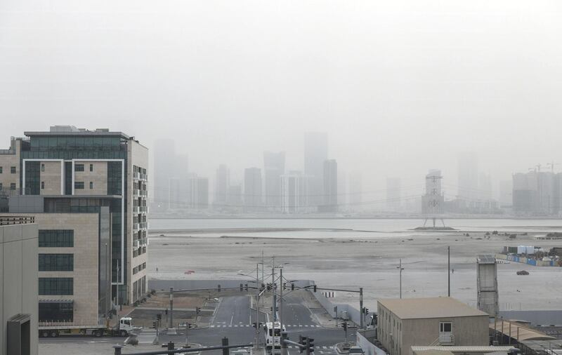 Abu Dhabi, United Arab Emirates - Hazy weather from New York University, Saadiyat. Khushnum Bhandari for The National