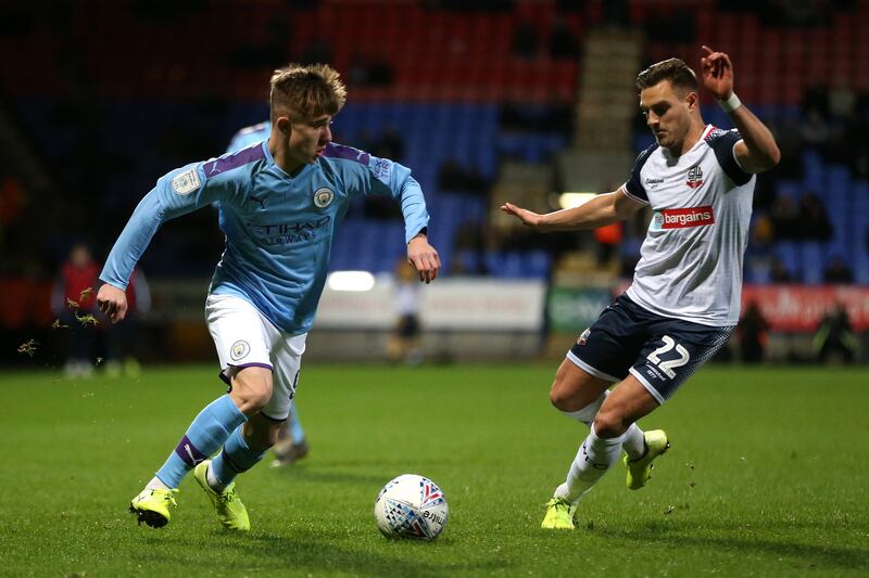 Ben Knight of Manchester City U21s in possession.