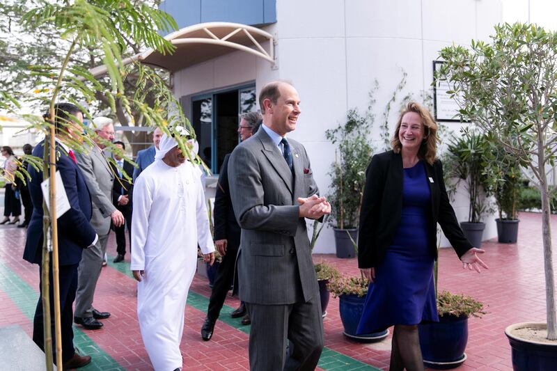 DUBAI, UNITED ARAB EMIRATES - March 23 2019.

His Royal Highness The Prince Edward, Earl of Wessex; Chair of The Duke of Edinburgh’s International Award Foundation is greeted by GEMS Wellington School students.

The Duke of Edinburgh’s International Award held its first ever UAE Gold Award Ceremony. Hosted by GEMS Wellington International School, 29 young people from eight schools were recognised and presented with the top international honour, receiving their Gold Award from His Royal Highness The Prince Edward, Earl of Wessex; Chair of The Duke of Edinburgh’s International Award Foundation.

 (Photo by Reem Mohammed/The National)

Reporter: 
Section:  NA