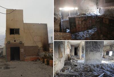 Before and after shots showing the destruction of the Central Archive building in Gaza. Photo: Municipality of Gaza
