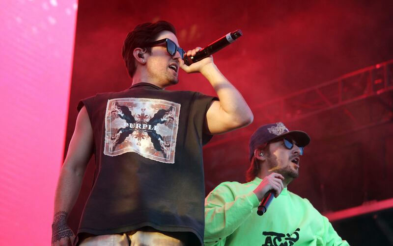 Singers Logan Henderson, left, and Kendall Schmidt of Big Time Rush perform during the Global Citizen Festival. AFP