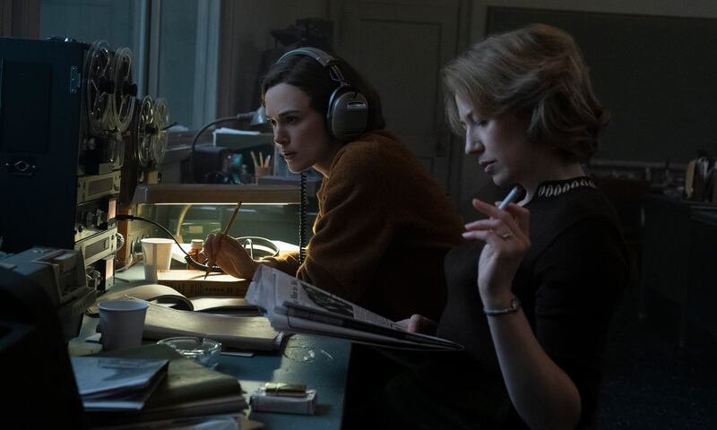 From left, Keira Knightley as Loretta McLaughlin and Carrie Coon as Jean Cole in Boston Strangler, releasing on Disney+ on March 17. All Photos: 20th Century Studios