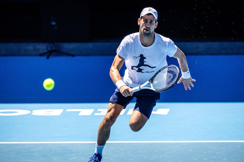 Novak Djokovic had to cut his practice match with Russian player Daniil Medvedev short due to hamstring issues. AFP