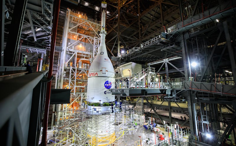 During the mission, the Orion spacecraft will fly 100 kilometres above the Moon’s surface and then use its gravitation force to become captured in an opposite orbit about 70,000 kilometres from the Moon. EPA / Nasa