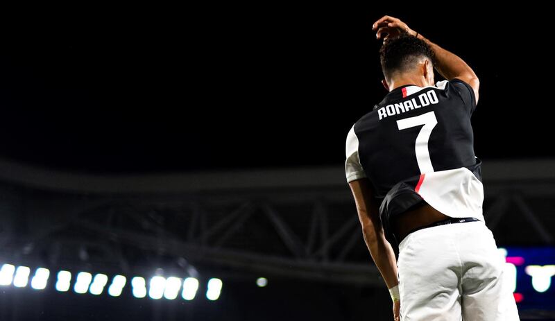 Juventus' Portuguese forward Cristiano Ronaldo celebrates after scoring. AFP