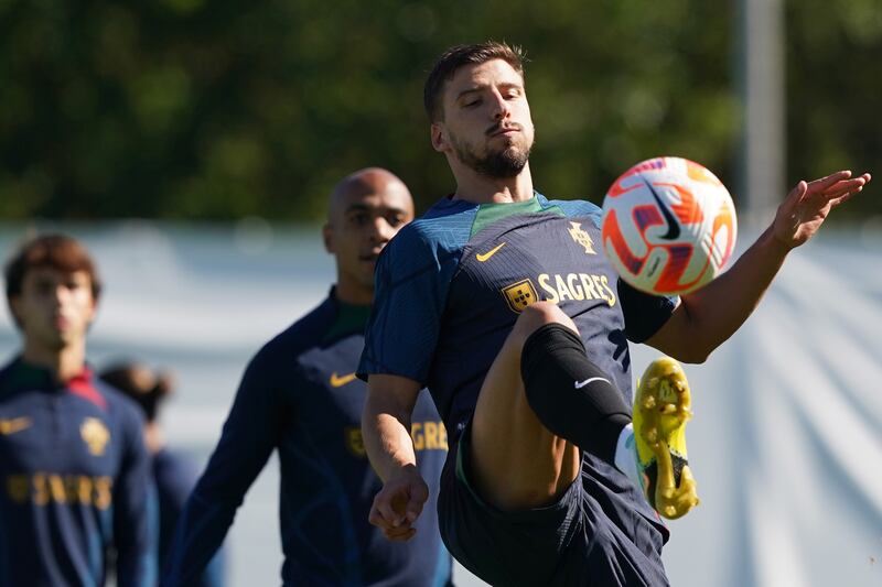 Portugal defender Ruben Dias during training. EPA