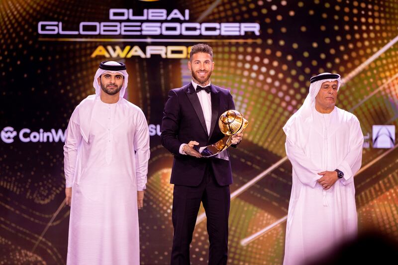 Sergio Ramos won Best Defender of All Time. Photo: Dubai Globe Soccer Awards 2022