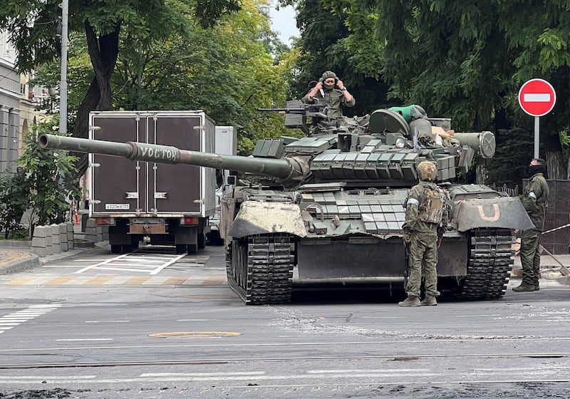 Wagner fighters stationed on a street in Rostov-on-Don. Reuters