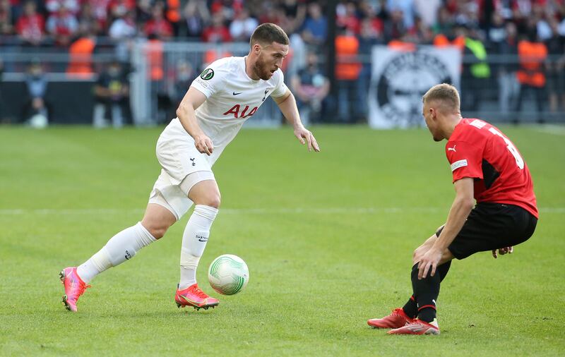 Matt Doherty of Tottenham Hotspur during the Europa Conference League match in Rennes. Getty