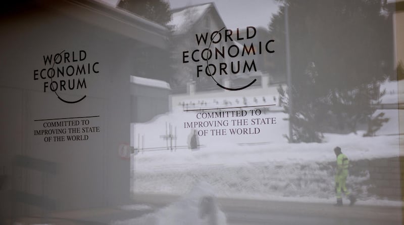 The logo of the World Economic Forum (WEF) is seen the congress centre in the Swiss mountain resort of Davos, Switzerland, January 11, 2018  REUTERS/Arnd Wiegmann