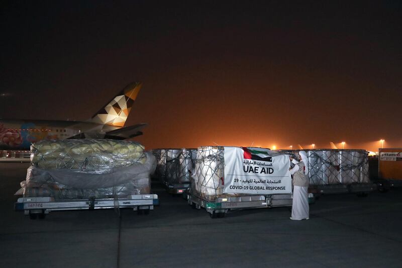 The shipment arrived at Heathrow Airport on a special chartered flight on Friday morning with 6.6 tonnes of melt blown fabric to make surgical face masks.