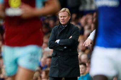 Soccer Football - Premier League - Everton vs Burnley - Goodison Park, Liverpool, Britain - October 1, 2017   Everton manager Ronald Koeman    Action Images via Reuters/Jason Cairnduff  EDITORIAL USE ONLY. No use with unauthorized audio, video, data, fixture lists, club/league logos or "live" services. Online in-match use limited to 75 images, no video emulation. No use in betting, games or single club/league/player publications. Please contact your account representative for further details.