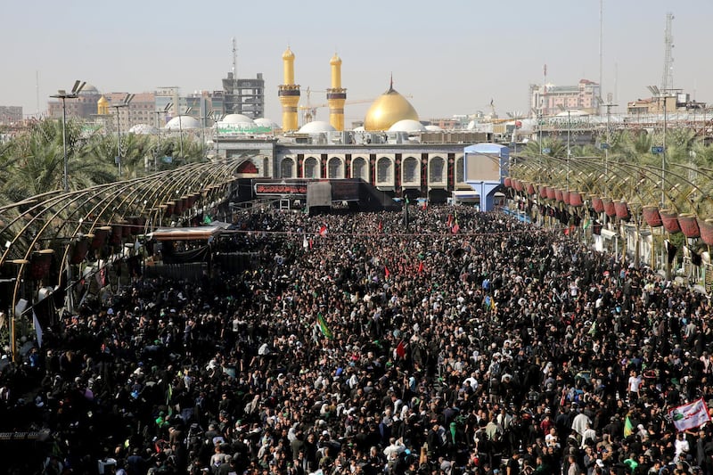 Shi'ite Muslim pilgrims gather between two holy places during the commemoration of Arbaeen in Kerbala, Iraq. Reuters