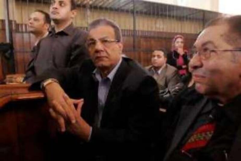 El Fagr newspaper editor Adel Hammouda, center, listens to court proceedings in the case brought against him by the sheikh of AlAzhar at the Supreme Court in Cairo on October 11, 2008. Photo: Victoria Hazou for the National *** Local Caption ***  VH_Hammouda.12.JPG