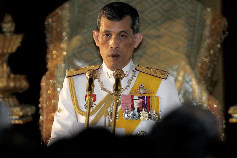 Maha Vajiralongkorn reads a statement during the opening session of the parliament in Bangkok in 2008.  AFP