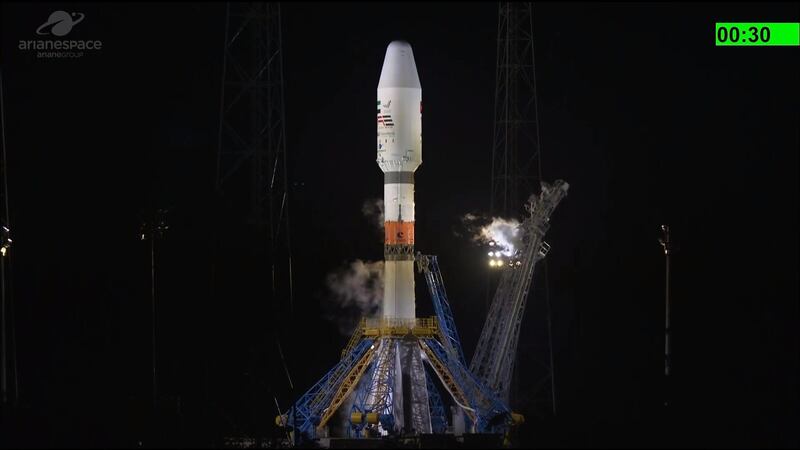 A Russian Soyuz rocket carried the satellite into space