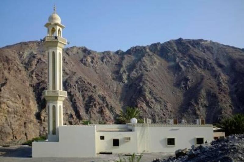August 21. The new mosque in Al Naslah, a village in wadi Howeilat, which was build by money from the Dubai government. August 21, Ras Al Khaimah. United Arab Emirates (Photo: Antonie Robertson/The National)