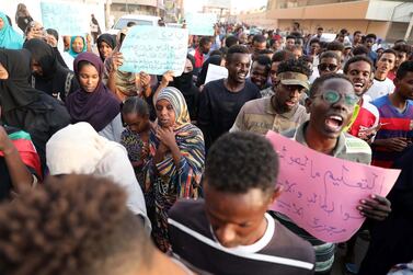 Sudanese students protest against the killing of five people in al-Obeid a day earlier, in Khartoum, Sudan, 30 July 2019. EPA/MORWAN ALI