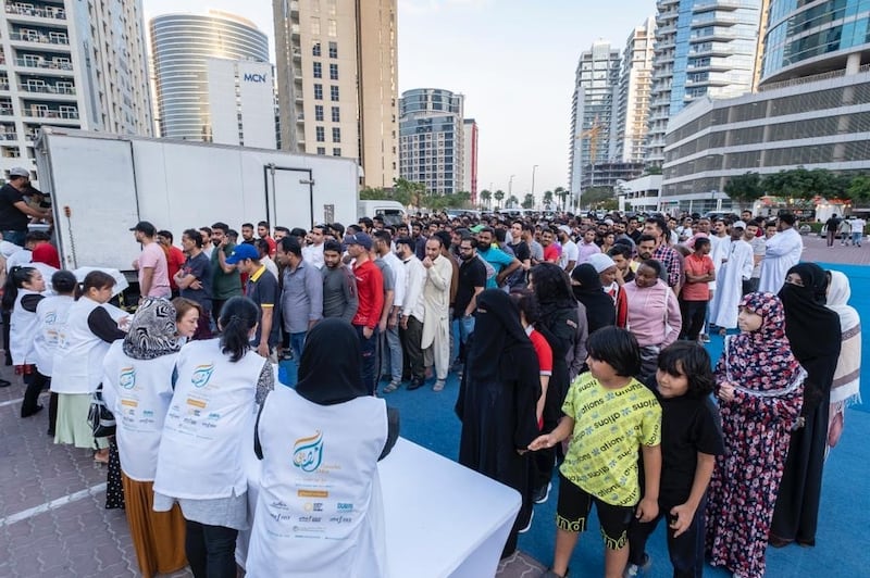 People gathered near Hamel Al Ghaith Mosque for the initiative, which included Arabic and English Islam education sessions