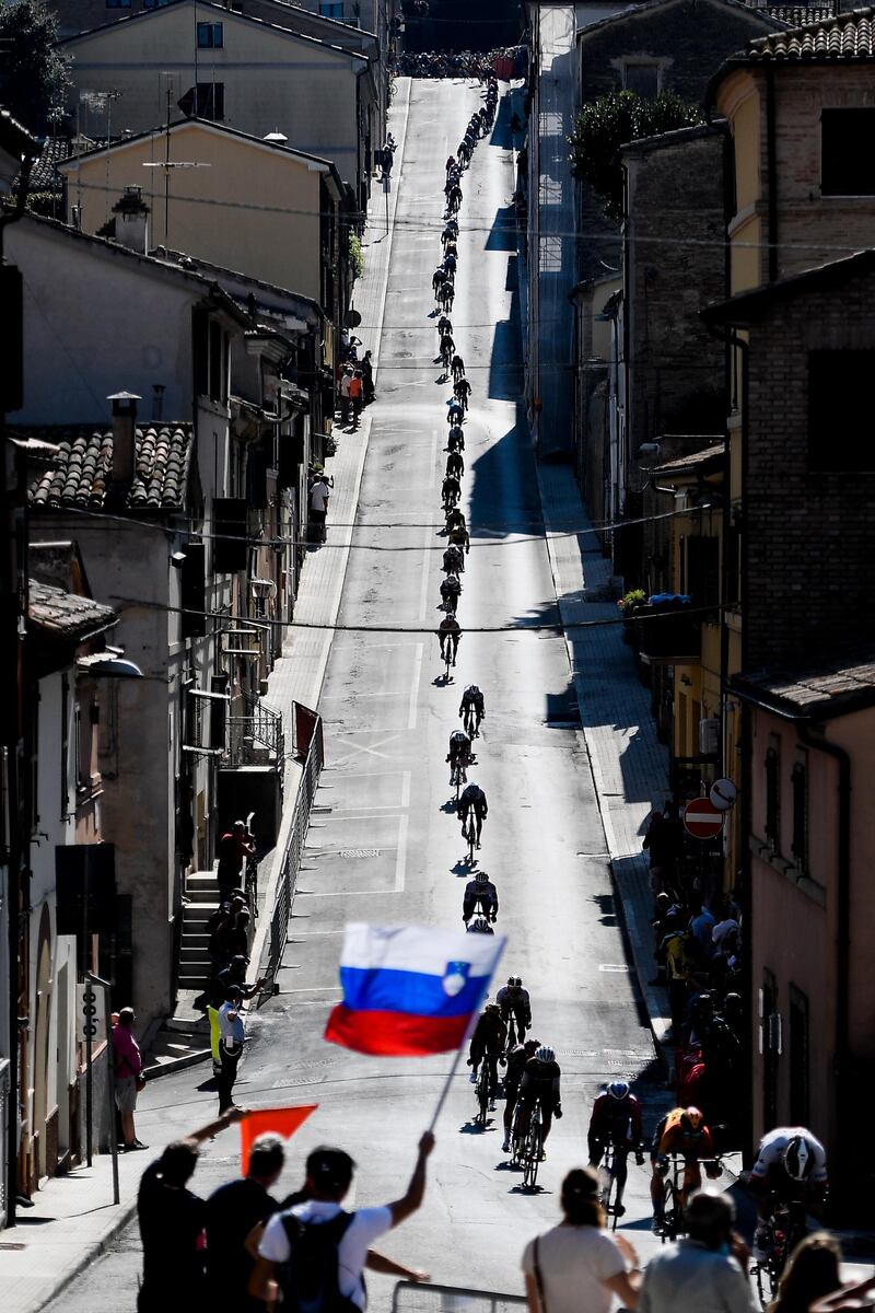 Competitors during Stage 7 of the Tirreno Adriatico, from Pieve Torina to Loreto, on Sunday, September 13. AP