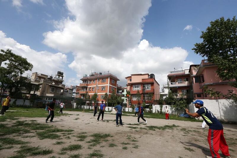 Cricketers practice at the Baluwatar Cricket Club training centre in Kathmandu, Nepal. Pawan Singh / The National
