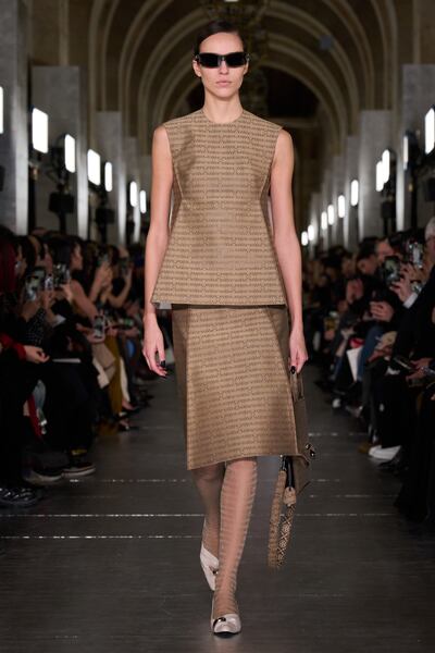 Heavy jacquard was cut into interesting new shapes at Tory Burch. Photo: Tory Burch 