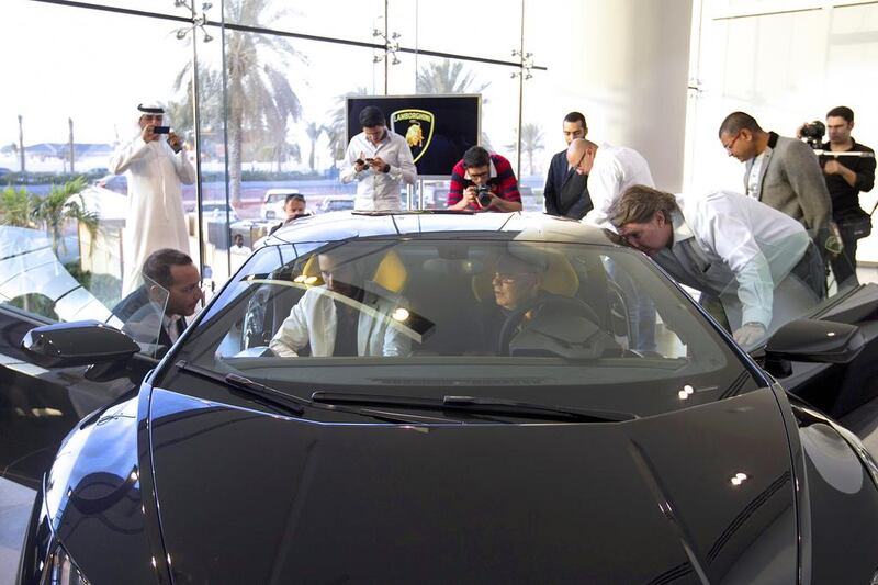 The new Lamborghini Abu Dhabi showroom, where the Lamborghini 'Huracan' was unveiled. Mona Al-Marzooqi / The National 