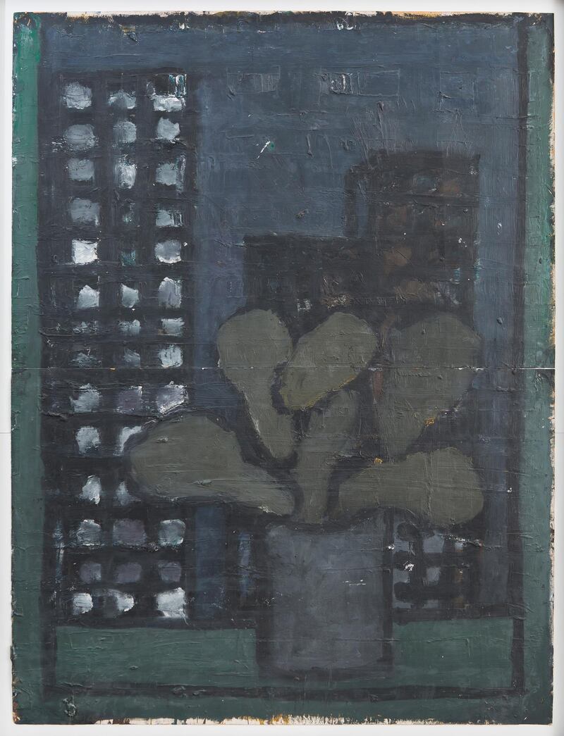 Asim Abu Shakra's 'Cactus with City in the Background', 1988. Barjeel Art Foundation