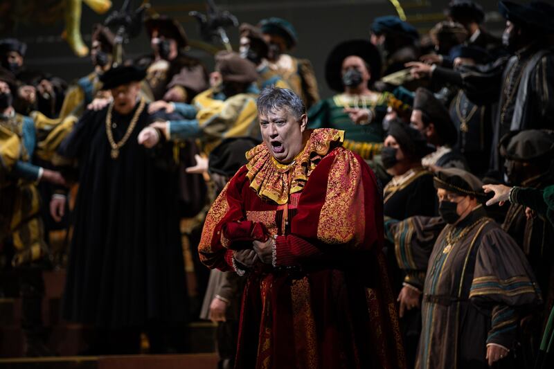 Italian baritone Ambrogio Maestri in the title role of Rigoletto.