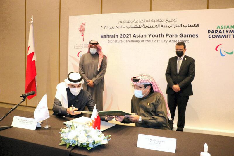 Sheikh Mohamed bin Duaij Al Khalifa, Chairman of the Bahrain Paralympic Committee and Majid Al Usaimi, Chairman of the Asian Paralympic Committee, signed an agreement for Bahrain to host the 2021 Asian Youth Para Games which will be held in the Kingdom of Bahrain from December 1 ‚Äì 10 2021. BNA