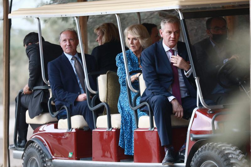 Touring Elijah's Hill, the British royals were shown excavations around the narrow muddy river near the place where John the Baptist and Jesus met for the cleansing ritual. EPA