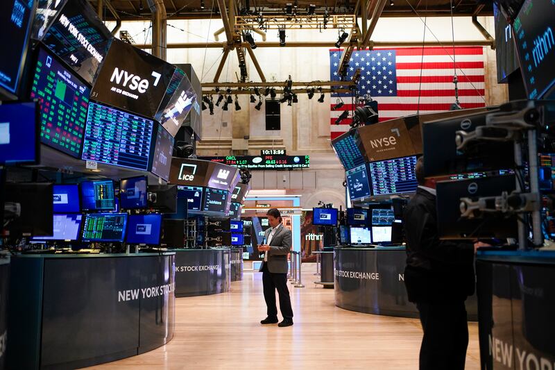 The New York Stock Exchange. Companies comprising more than half the S&P 500's market value are due to report results in the next two weeks. AP