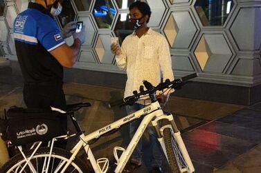 Dubai Police's bicycle unit patrol the streets during Eid Al Fitr. Courtesy: Dubai Police
