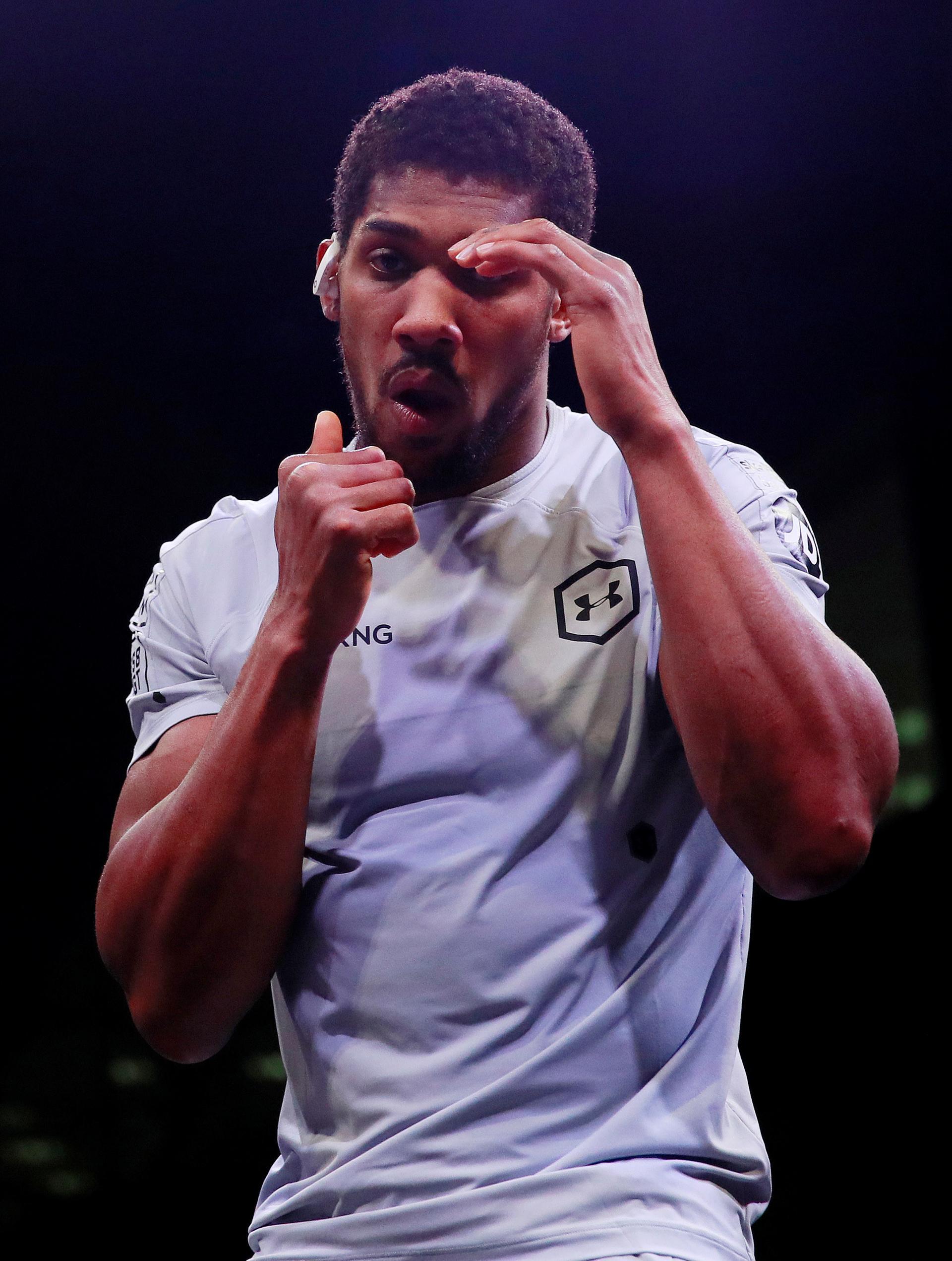 Anthony Joshua during the work out. Reuters