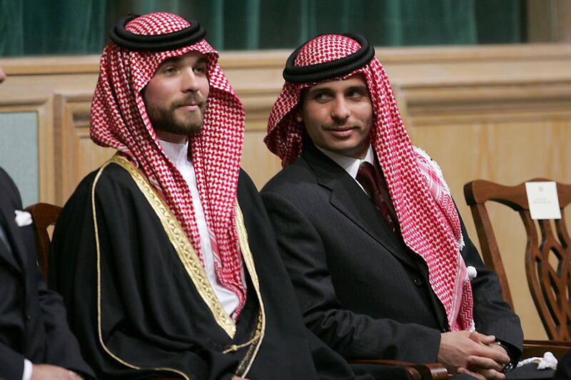 Prince Hamzah, right, and Prince Hashem Bin Al Hussein, left, half brothers of King Abdullah II of Jordan. AP, File