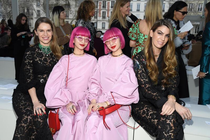 Eugenie Niarchos, Amiaya and Bianca Brandolini d'Adda attend the Valentino show as part of the Paris Fashion Week (Photo by Pascal Le Segretain/Getty Images)