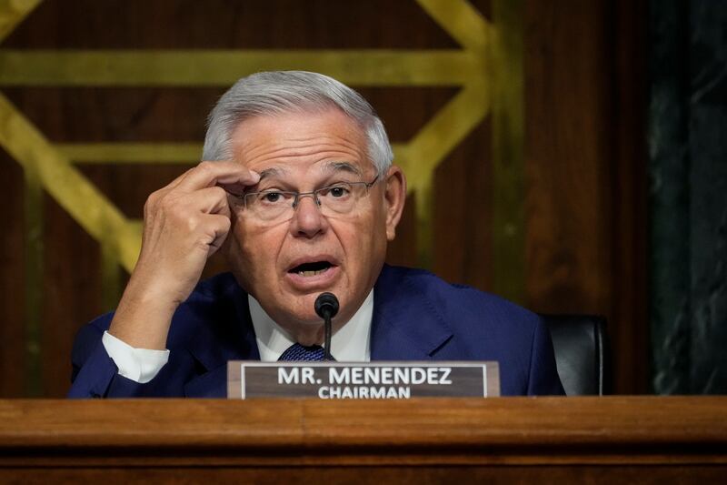 Chairman Bob Menendez questions Secretary of State Antony Blinken during a Senate Foreign Relations Committee hearing on Tuesday. Getty Images