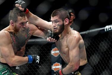 Khabib Nurmagomedov, right, has not fought since beating Conor McGregor in their UFC match in October 2018. Reuters