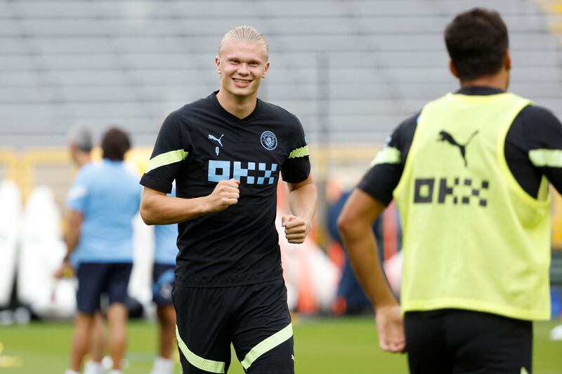 Manchester City's Erling Haaland is expected to make his debut against Bayern Munich in Wisconsin. AFP
