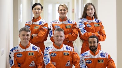 Saleh Al Ameri, front right, began the first UAE analogue mission as the primary analogue astronaut on November 4. The eight-month project is part of Sirius-21 and is taking place in an isolated environment in Moscow along with participants from the US and Russia. Photo: Dubai Media Office.