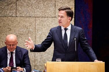 Dutch Prime Minister Mark Rutte at a debate on institutional racism in the Netherlands. EPA